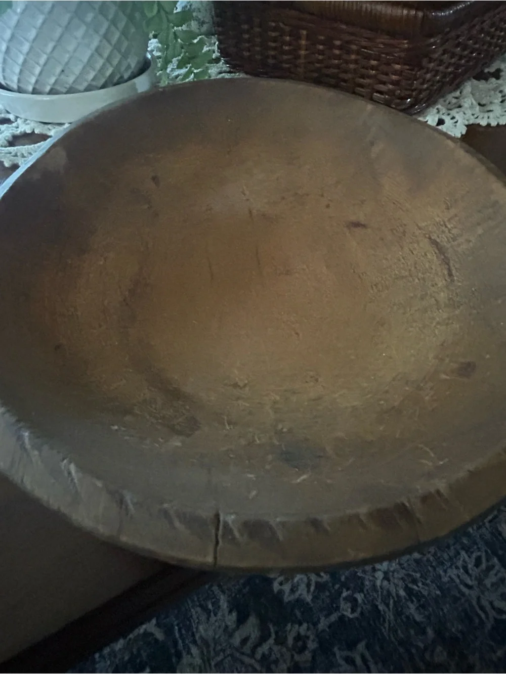 Handcrafted Brown Wooden Serving Bowl - Rustic Home Kitchen Accent